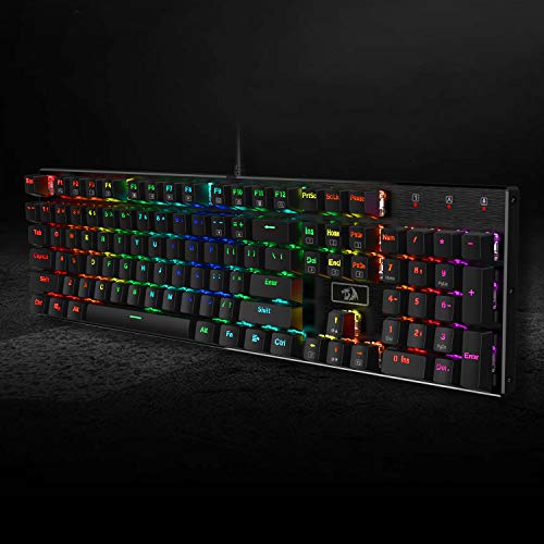 Redragon K556 RGB LED Backlit Wired Mechanical Gaming Keyboard, 104 Keys Hot-Swap Mechanical Keyboard w/Aluminum Base, Upgraded Socket and Noise Absorbing Foams, Soft Tactile Brown Switch