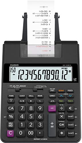 Casio HR-150RCE-WA-EC Printing Desktop Calculator, Black