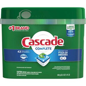 cascade complete dishwasher pods, actionpacs dishwasher detergent, fresh scent with dawn power, 43 count