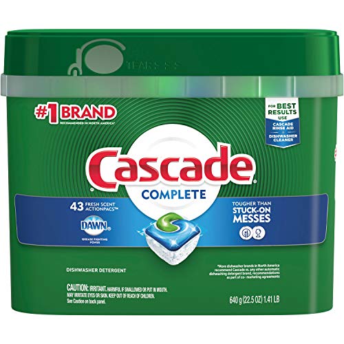 Cascade Complete Dishwasher Pods, Actionpacs Dishwasher Detergent, Fresh Scent with Dawn Power, 43 Count