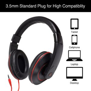 Audio Council Premier Stereo Over-Ear Headphones - DJ Style (Black/Red)