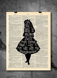 alice in wonderland imagination quote vintage dictionary art print 8x10 inch home vintage art abstract prints wall art for home decor wall decorations for living room bedroom office print only d500