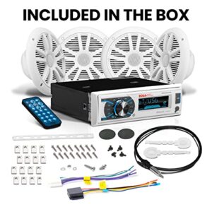 BOSS Audio Systems MCK632WB.64 Marine Stereo Package - Bluetooth, - - no CD DVD MP3 USB WMA AM FM Radio, 6.5 Inch Speakers, Antenna, Weatherproof