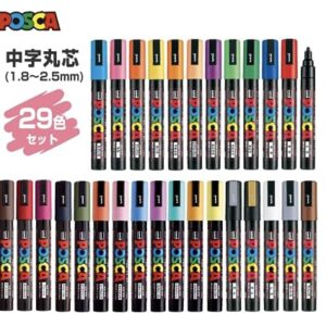 Uni Posca Paint Marker Pen, Medium Point(PC5M), 29 Colors Set with Original Vinyl Pen Case