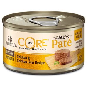 wellness core grain-free wet cat food, natural canned food for cats, (indoor, chicken, 3 oz cans, pack of 12)