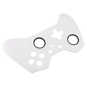 eXtremeRate Soft Touch White Replacement Faceplate Front Housing Shell with Thumbstick Accent Rings for Xbox One Elite Remote Controller Model 1698 - Controller NOT Included