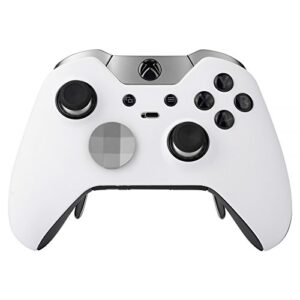 extremerate soft touch white replacement faceplate front housing shell with thumbstick accent rings for xbox one elite remote controller model 1698 - controller not included