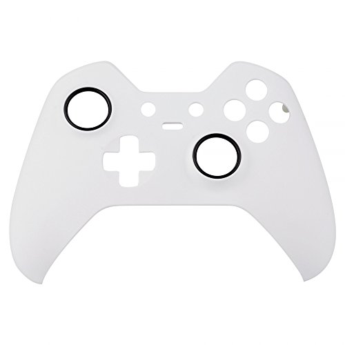 eXtremeRate Soft Touch White Replacement Faceplate Front Housing Shell with Thumbstick Accent Rings for Xbox One Elite Remote Controller Model 1698 - Controller NOT Included