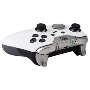 eXtremeRate Soft Touch White Replacement Faceplate Front Housing Shell with Thumbstick Accent Rings for Xbox One Elite Remote Controller Model 1698 - Controller NOT Included