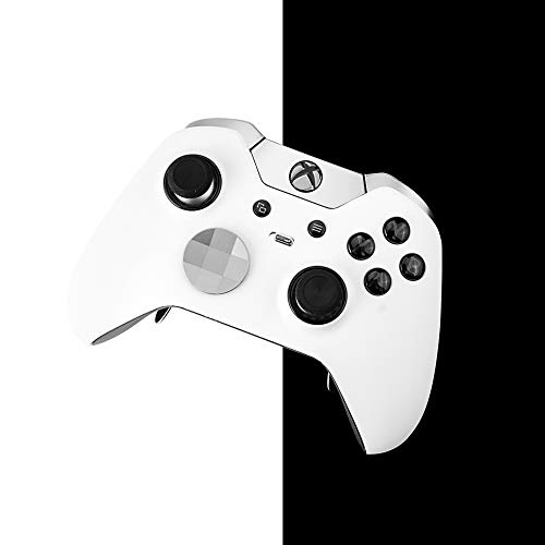 eXtremeRate Soft Touch White Replacement Faceplate Front Housing Shell with Thumbstick Accent Rings for Xbox One Elite Remote Controller Model 1698 - Controller NOT Included