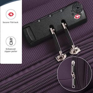 Merax Expandable Carry On Luggage TSA Lock Soft Suitcase Sets With Spinner Wheels Purple