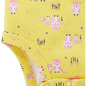 Simple Joys by Carter's Baby Girls' Long-Sleeve Bodysuit, Pack of 5, Grey/Pink Dots/White Animal Print/Yellow Owl/Cat, 6-9 Months