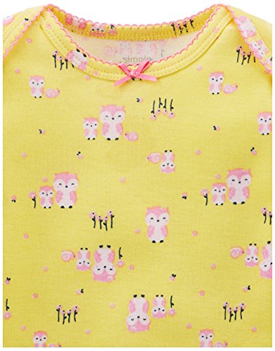 Simple Joys by Carter's Baby Girls' Long-Sleeve Bodysuit, Pack of 5, Grey/Pink Dots/White Animal Print/Yellow Owl/Cat, 6-9 Months