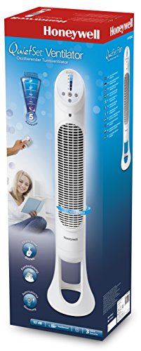 Honeywell QuietSet Whole Room Oscillating Tower Fan (5 Speed Settings, Oscillating 80°, Timer Function, Auto-Off Lights, Remote Control) HYF260
