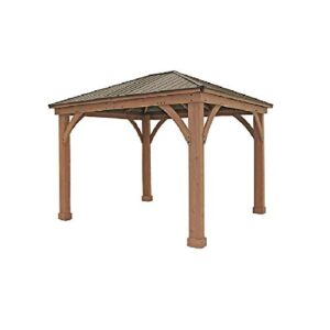 fsc certified cedar wood aluminum roof 14' x 12' outdoor pavillion gazebo
