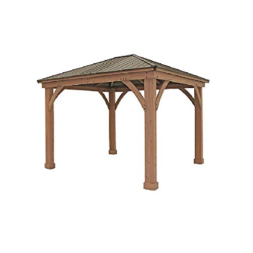 FSC Certified Cedar Wood Aluminum Roof 14' x 12' Outdoor Pavillion Gazebo