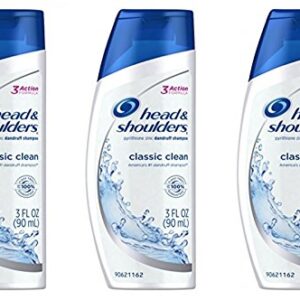 Head and Shoulders Classic Clean Anti-Dandruff Shampoo 3 oz Travel Size (Pack of 3)