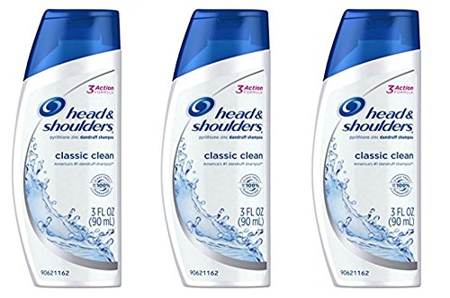 Head and Shoulders Classic Clean Anti-Dandruff Shampoo 3 oz Travel Size (Pack of 3)