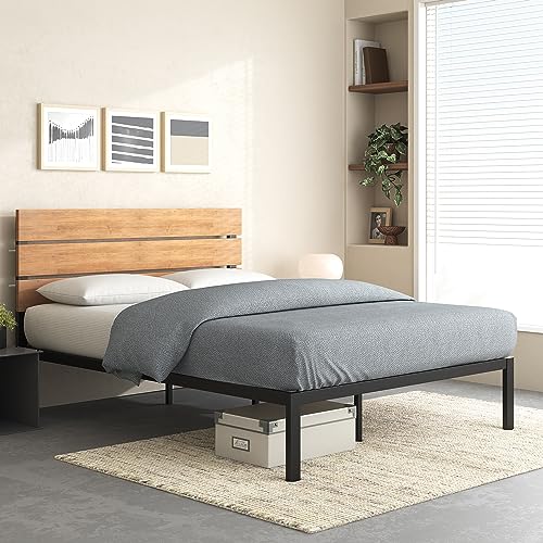 ZINUS Paul Metal and Bamboo Platform Bed Frame, Wood Slat Support, No Box Spring Needed, Easy Assembly, Twin