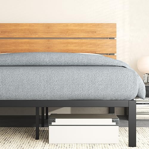 ZINUS Paul Metal and Bamboo Platform Bed Frame, Wood Slat Support, No Box Spring Needed, Easy Assembly, Twin