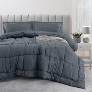 utopia bedding queen comforter set with 2 pillow shams - bedding comforter sets - down alternative grey comforter - soft and comfortable - machine washable