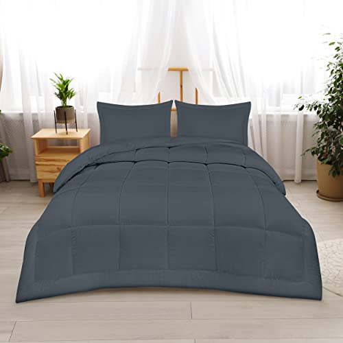 Utopia Bedding Queen Comforter Set with 2 Pillow Shams - Bedding Comforter Sets - Down Alternative Grey Comforter - Soft and Comfortable - Machine Washable