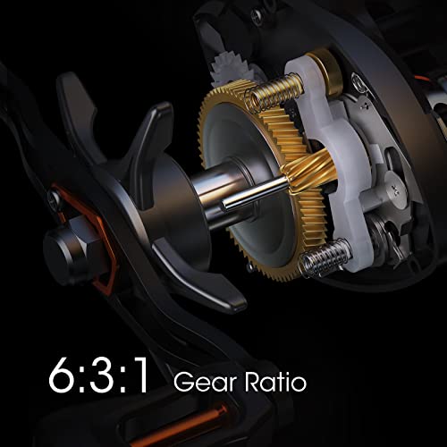 Lixada Fishing Reels Baitcasting Compact Baitcaster Fishing Reel Super Smooth with 27.6LB Carbon Fiber Drag 12+1Ball Bearings 6.3:1 Gear Ratio High Speed Reel for Fishing Saltwater Freshwater