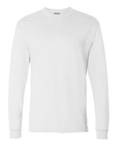 hanes men's essentials long sleeve t-shirt value pack (2-pack), white,large
