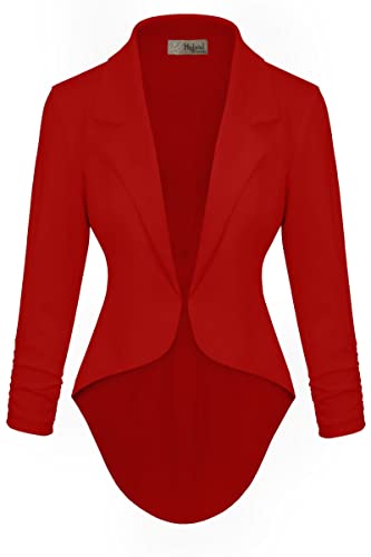 Womens Casual Work High Low Blazer Jacket JK45590X 1073T RED 1X