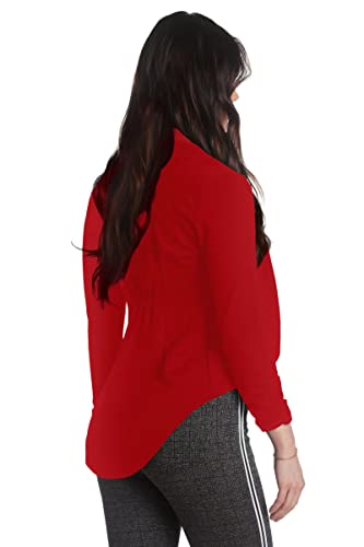 Womens Casual Work High Low Blazer Jacket JK45590X 1073T RED 1X