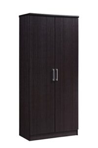 hodedah import furniture 2 door wardrobe with adjustable/removable shelves & hanging rod, chocolate