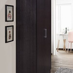 HODEDAH IMPORT Furniture 2 Door Wardrobe with Adjustable/Removable Shelves & Hanging Rod, Chocolate