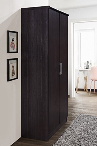 HODEDAH IMPORT Furniture 2 Door Wardrobe with Adjustable/Removable Shelves & Hanging Rod, Chocolate