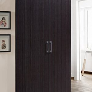 HODEDAH IMPORT Furniture 2 Door Wardrobe with Adjustable/Removable Shelves & Hanging Rod, Chocolate