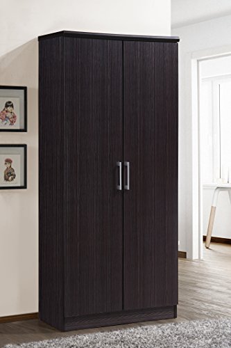 HODEDAH IMPORT Furniture 2 Door Wardrobe with Adjustable/Removable Shelves & Hanging Rod, Chocolate