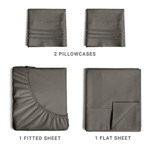 California King Size Sheet Set - Breathable & Cooling - Hotel Luxury Bed Sheets - Extra Soft - Deep Pockets - Easy Fit - 4 Piece Set - Wrinkle Free - Comfy - Dark Grey Bed Sheets - Cali King - Gray