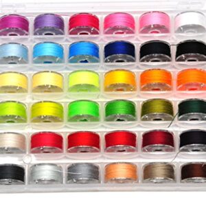 Mandala Crafts Pre-Wound Sewing Thread Bobbin Set for Singer Kenmore Bernina Brother Janome Sewing Machine 36 X 88 Yards Assorted Color