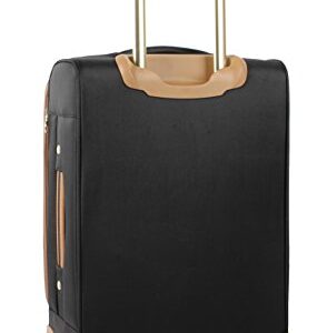 Steve Madden Designer 20 Inch Carry On Luggage Collection - Lightweight Softside Expandable Suitcase for Men & Women - Durable Bag with 4-Rolling Spinner Wheels (Harlo Black)