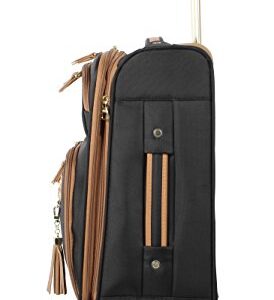 Steve Madden Designer 20 Inch Carry On Luggage Collection - Lightweight Softside Expandable Suitcase for Men & Women - Durable Bag with 4-Rolling Spinner Wheels (Harlo Black)