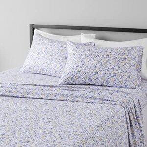 Amazon Basics Lightweight Super Soft Easy Care Microfiber Bed Sheet Set with 14" Deep Pockets - Full, Blue Floral