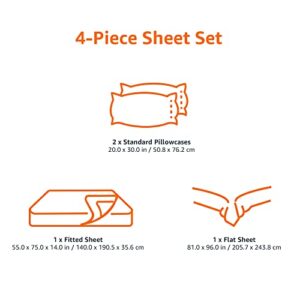 Amazon Basics Lightweight Super Soft Easy Care Microfiber Bed Sheet Set with 14" Deep Pockets - Full, Blue Floral