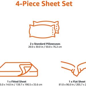 Amazon Basics Lightweight Super Soft Easy Care Microfiber 4-Piece Bed Sheet Set with 14-Inch Deep Pockets, Full, Light Gray, Solid