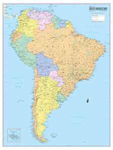 cool owl maps south america continent wall map - rolled paper (30"x40")