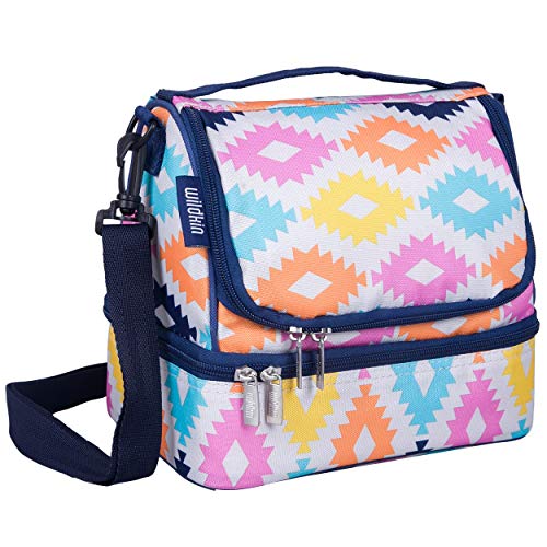 Wildkin Two Compartment Insulated Lunch Bag for Boys & Girls, Perfect for Early Elementary Lunch Box Bag, Ideal Size for Packing Hot or Cold Snacks for School & Travel Lunch Bags (Aztec)