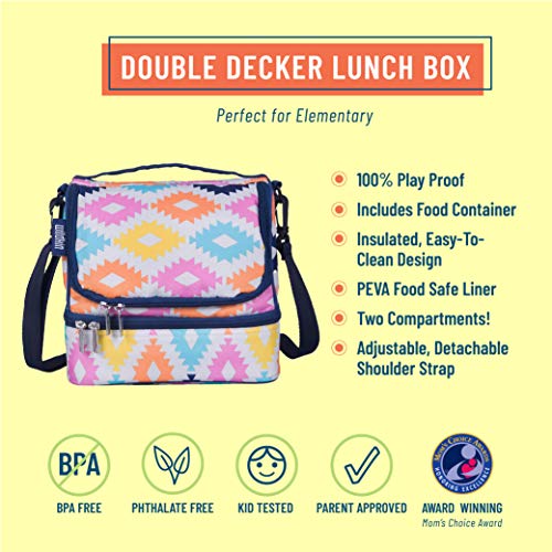 Wildkin Two Compartment Insulated Lunch Bag for Boys & Girls, Perfect for Early Elementary Lunch Box Bag, Ideal Size for Packing Hot or Cold Snacks for School & Travel Lunch Bags (Aztec)