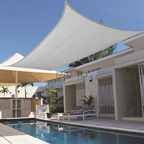 Patio Paradise 16' x 16' Light Grey Sun Shade Sail Square Square Canopy - Permeable UV Block Fabric Durable Patio Outdoor - Customized Available