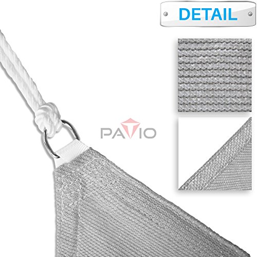 Patio Paradise 16' x 16' Light Grey Sun Shade Sail Square Square Canopy - Permeable UV Block Fabric Durable Patio Outdoor - Customized Available