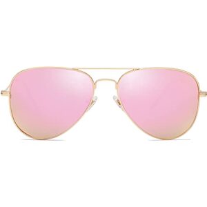 sojos classic aviator polarized sunglasses for men women vintage retro style,gold/pink