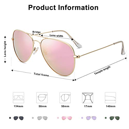 SOJOS Classic Aviator Polarized Sunglasses for Men Women Vintage Retro Style,Gold/Pink