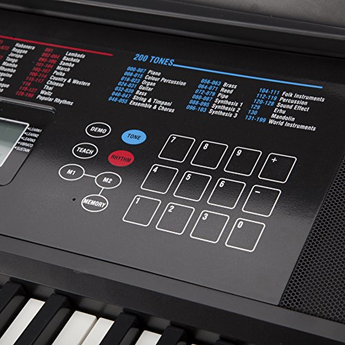 RockJam 61 Key Touch Display Keyboard Piano Kit with Digital Piano Bench, Electric Piano Stand, Headphones Piano Note Stickers, Sustain Pedal & Simply Piano Lessons